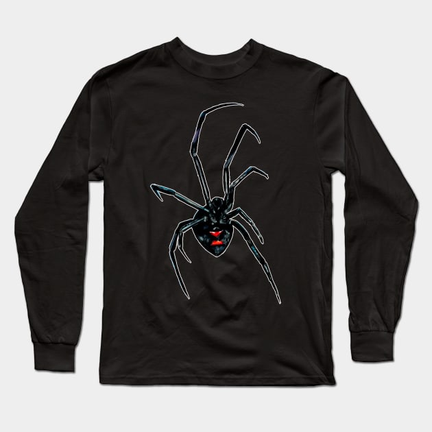 Black Widow Spider Long Sleeve T-Shirt by Brandy Devoid special edition collecion